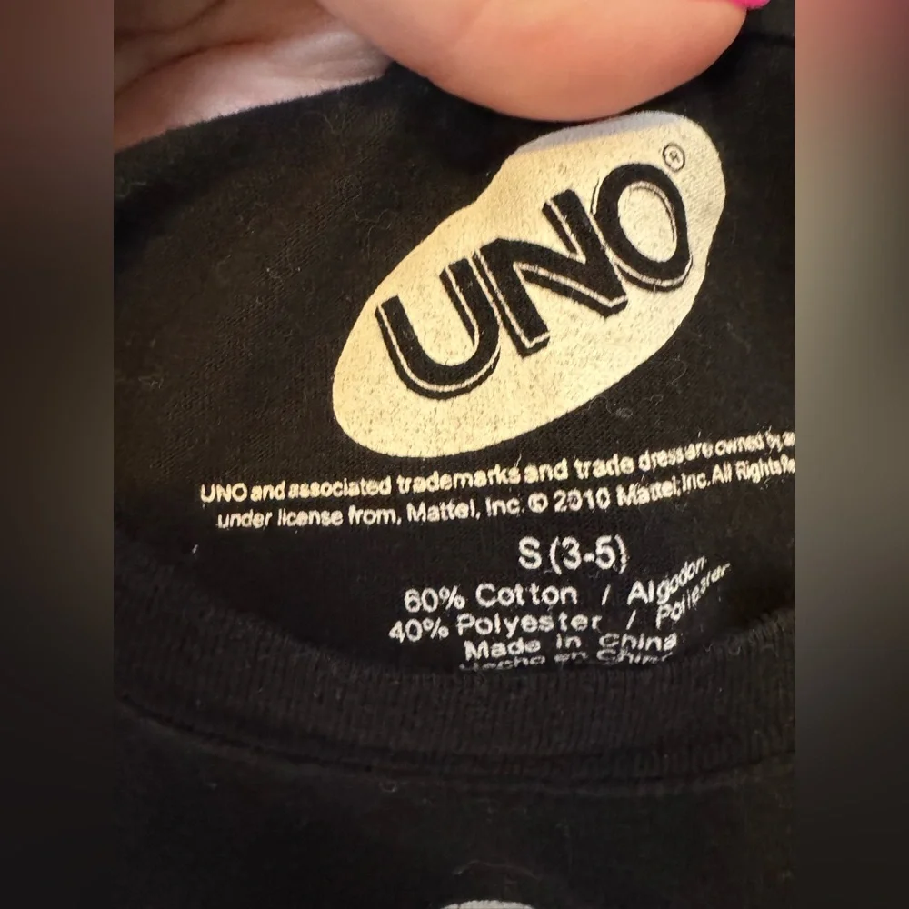 UNO black short sleeve tee— size JUNIOR 3/5 ‘WILD ONE’ card - Picture 5 of 6